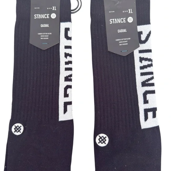 NWT Stance Black and White Athletic Crew Socks - Picture 2 of 4